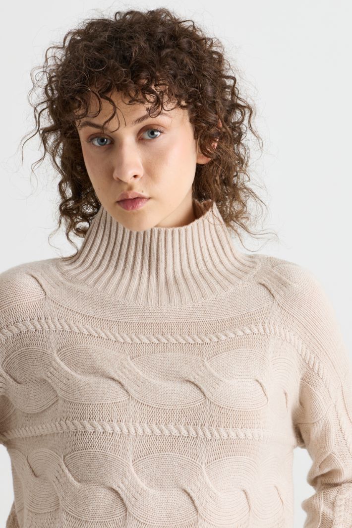 Pullover mit Zopfstrickmuster - BEIGE - Intrend - 3