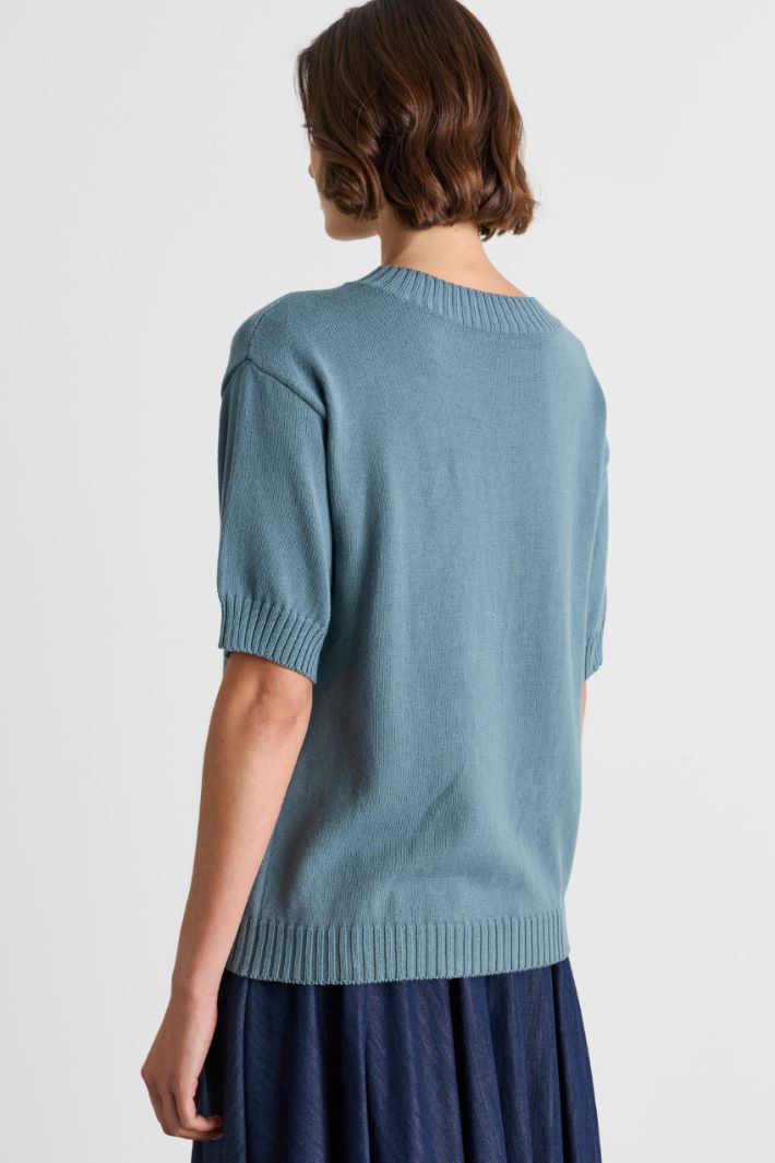 Wide-fit crew-neck jumper - BLUE - Intrend - 4