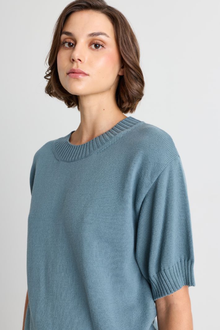 Wide-fit crew-neck jumper - BLUE - Intrend - 3