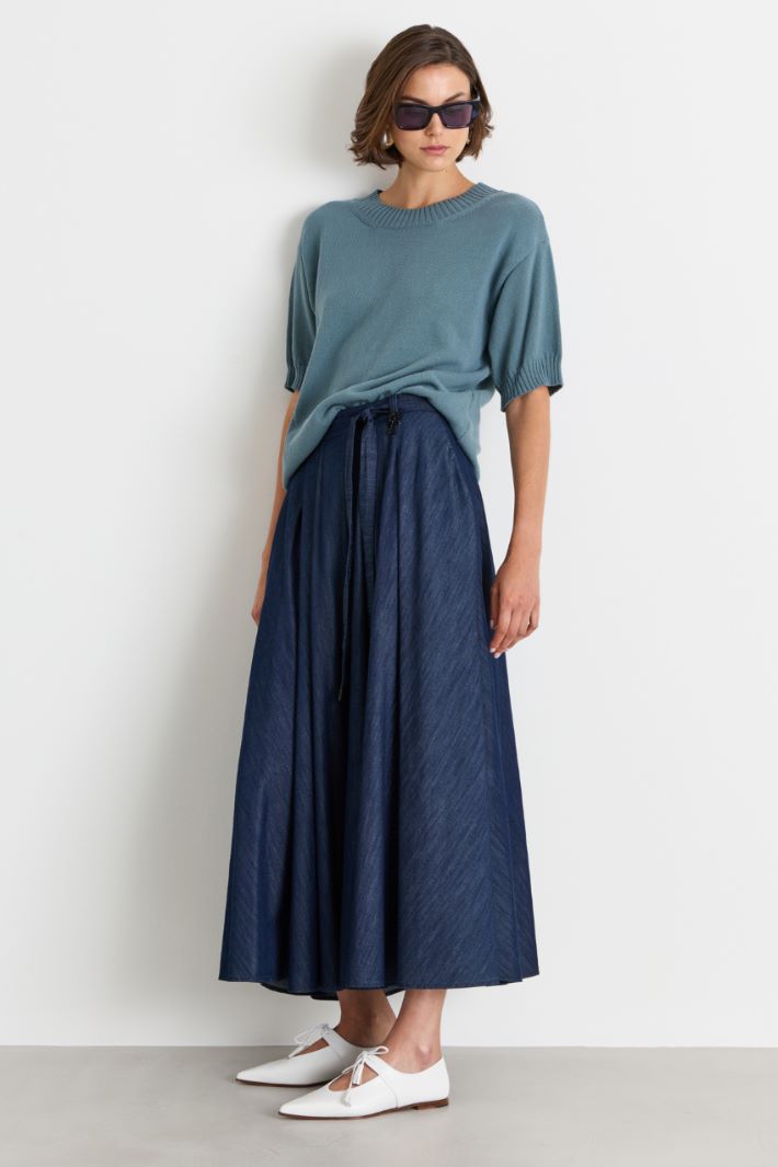 Wide-fit crew-neck jumper - BLUE - Intrend