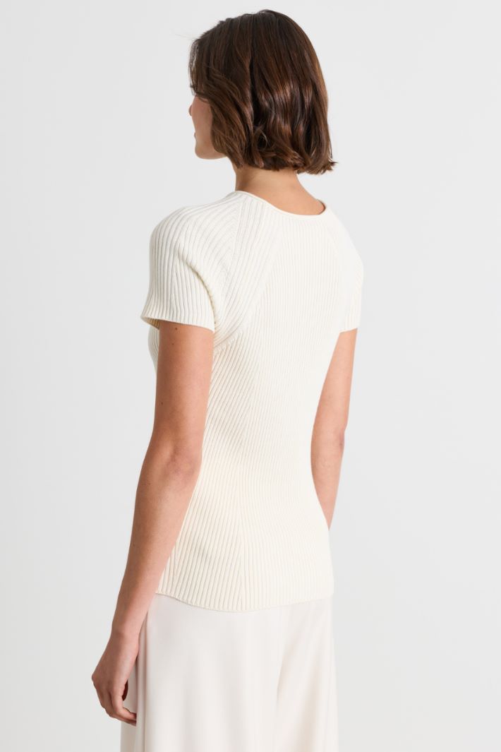 Slim-Fit Rippstrick-Shirt - WEISS - Intrend - 4
