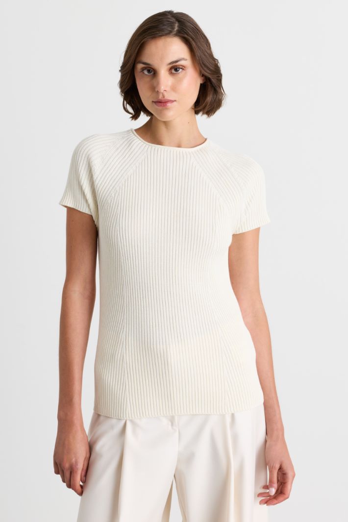 Slim-Fit Rippstrick-Shirt - WEISS - Intrend - 2