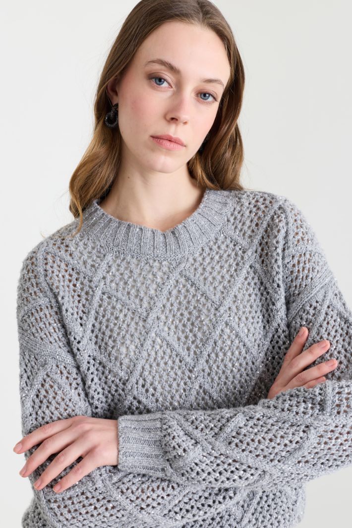 Boxy-Pullover mit Pailletten - GRAU - Intrend - 3