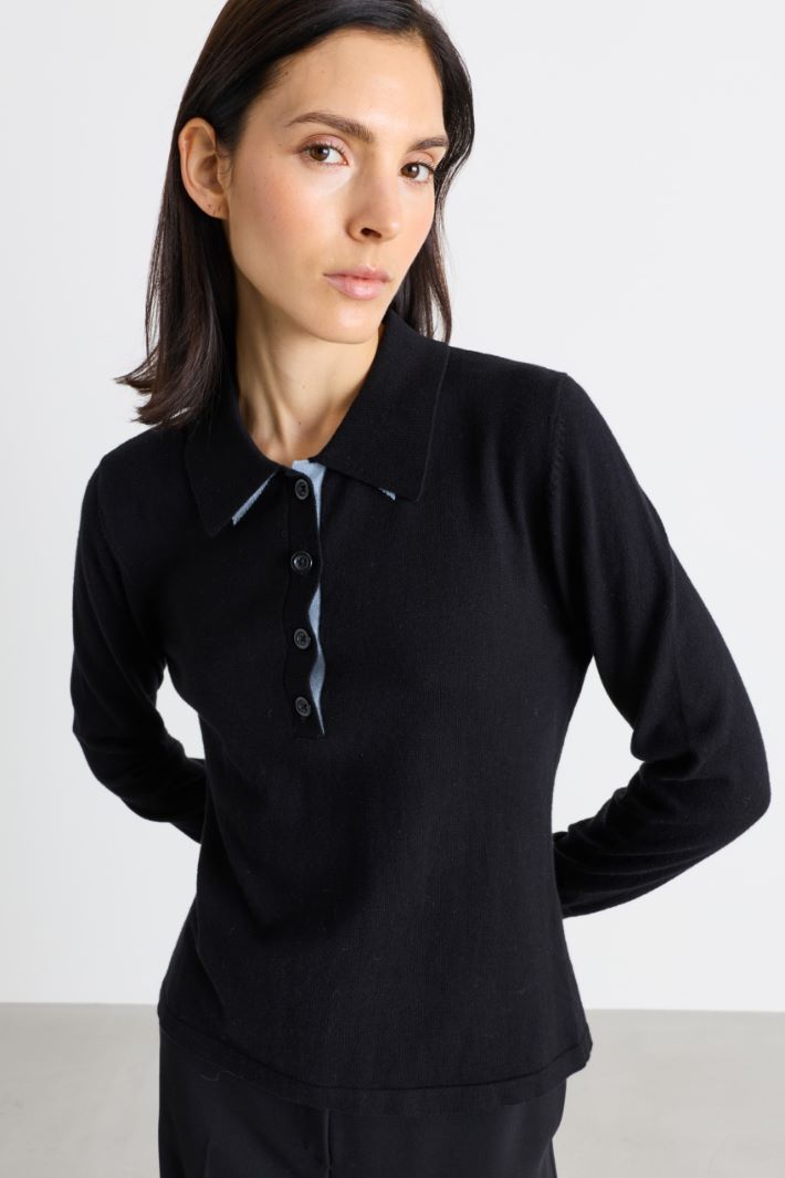 Polo shirt - BLACK LIGHT BLUE - Intrend - 3
