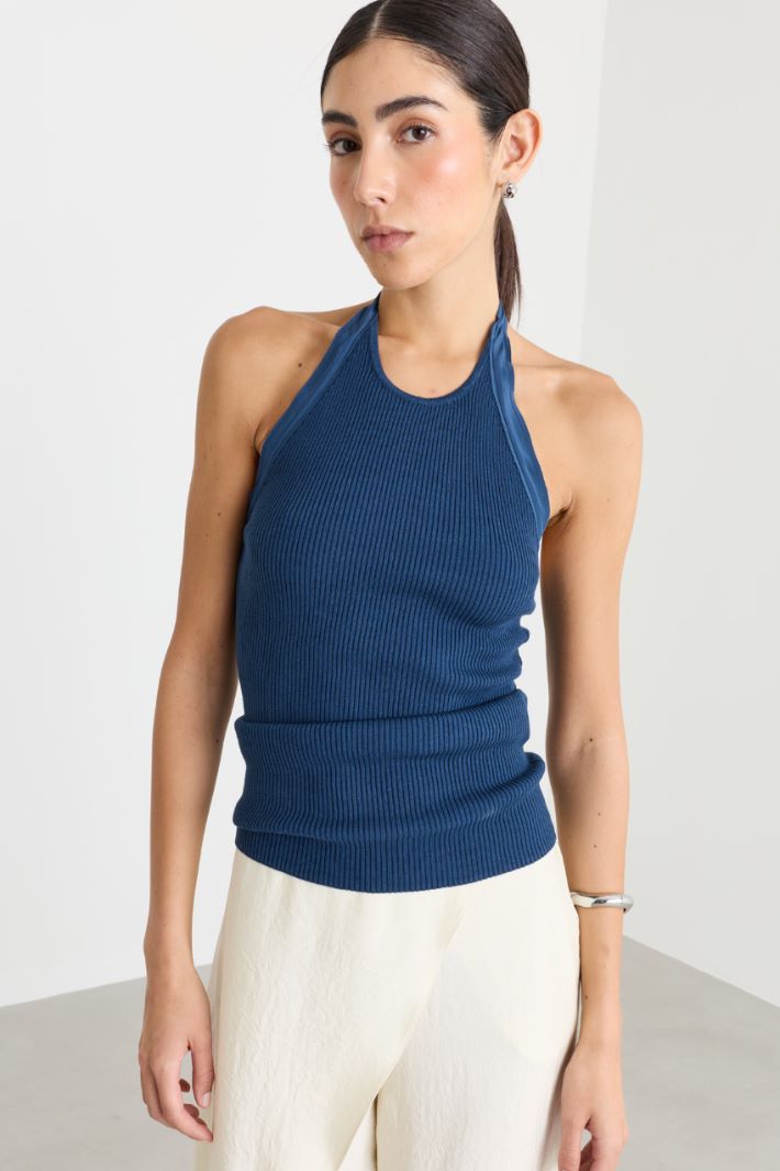 Top ajusté en maille - BLEU - Intrend - 2