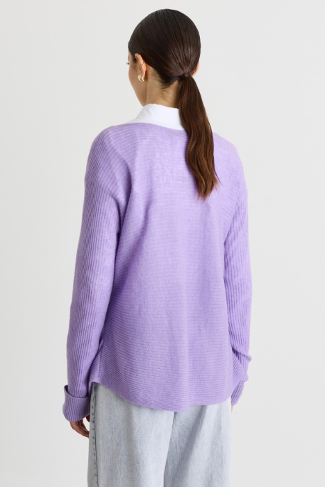 Maglia in misto lana a coste orizzontali