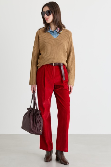 Maglia a coste con scollo a V - Intrend