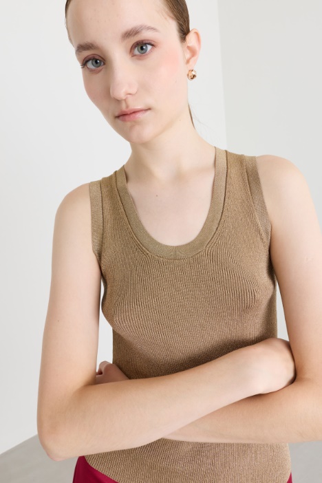 Top in maglia laminata