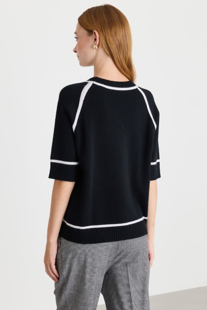 Jersey con bordes de intarsia en contraste - NEGRO - Intrend - 4