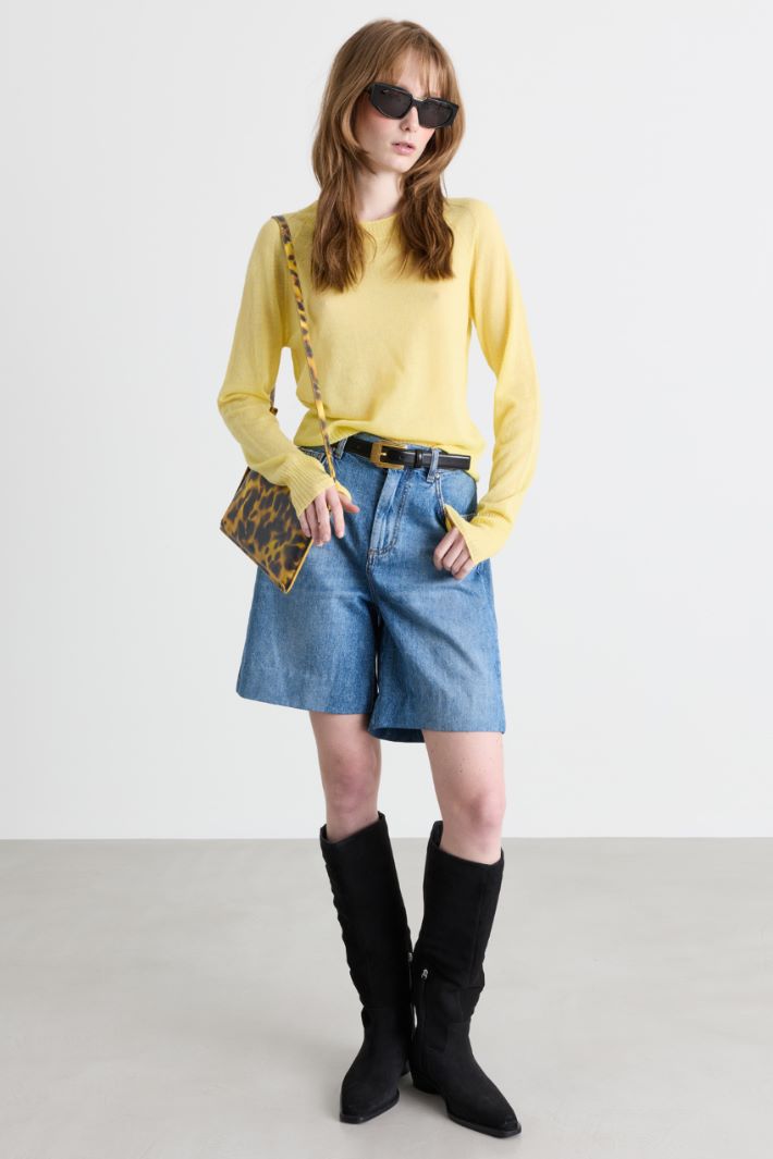 Soft gauze jumper - YELLOW - Intrend