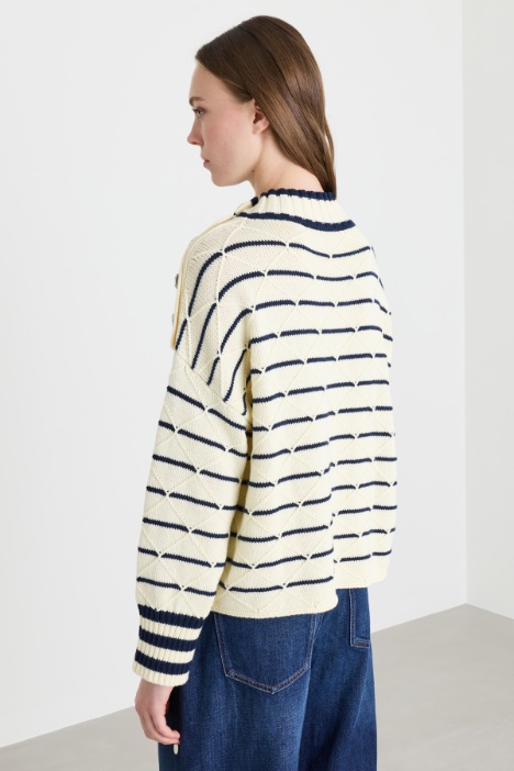 Maglia marinière in cotone e lana