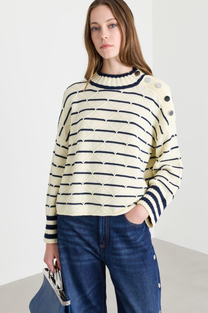 Breton jumper - WHITE BLUE - Intrend - 2