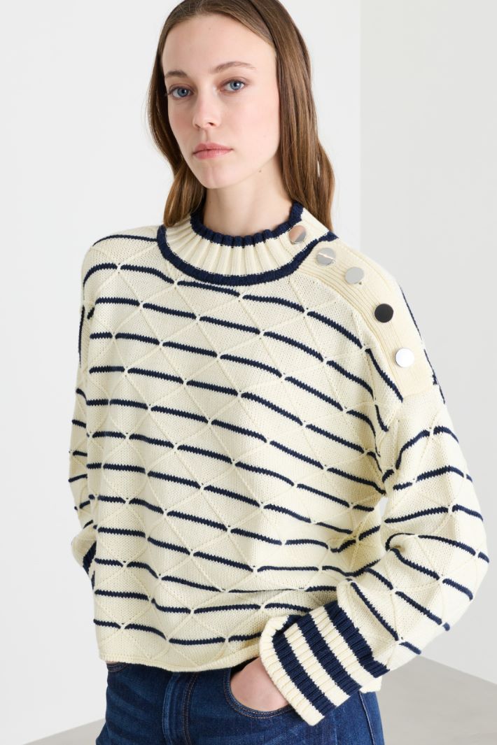 Breton jumper - WHITE BLUE - Intrend - 3