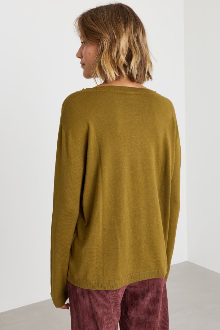 Feinstrickpullover mit U-Boot-Ausschnitt - GRÜN - Intrend - 4