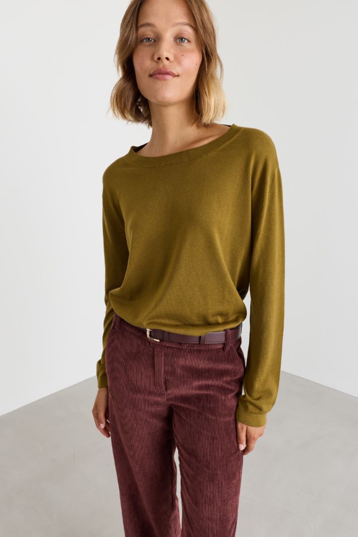 Feinstrickpullover mit U-Boot-Ausschnitt - GRÜN - Intrend - 2