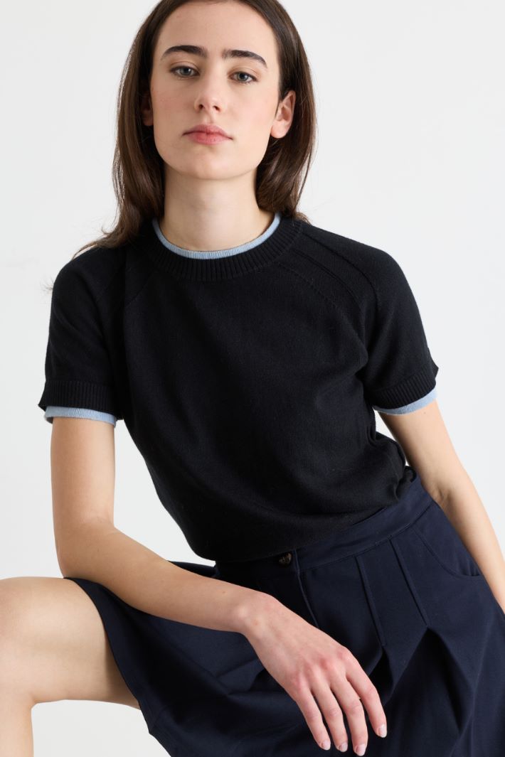 Top à bordures contrastantes - NOIR BLEU CLAIR - Intrend - 3