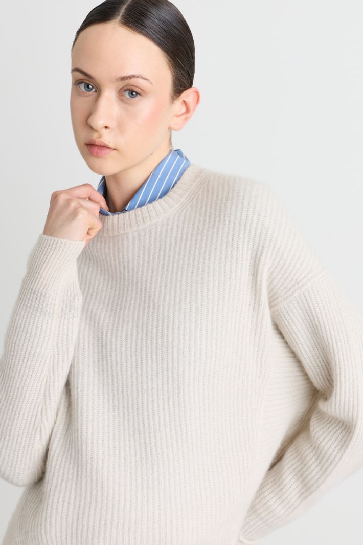 Oversize-Rippstrickpullover - BEIGE - Intrend - 3