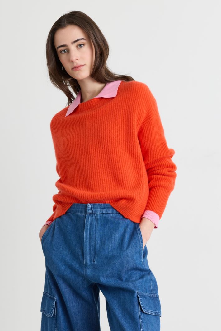 Oversize-Rippstrickpullover - ORANGE - Intrend - 2