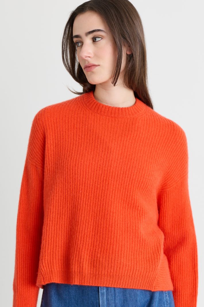 Oversize-Rippstrickpullover - ORANGE - Intrend - 3