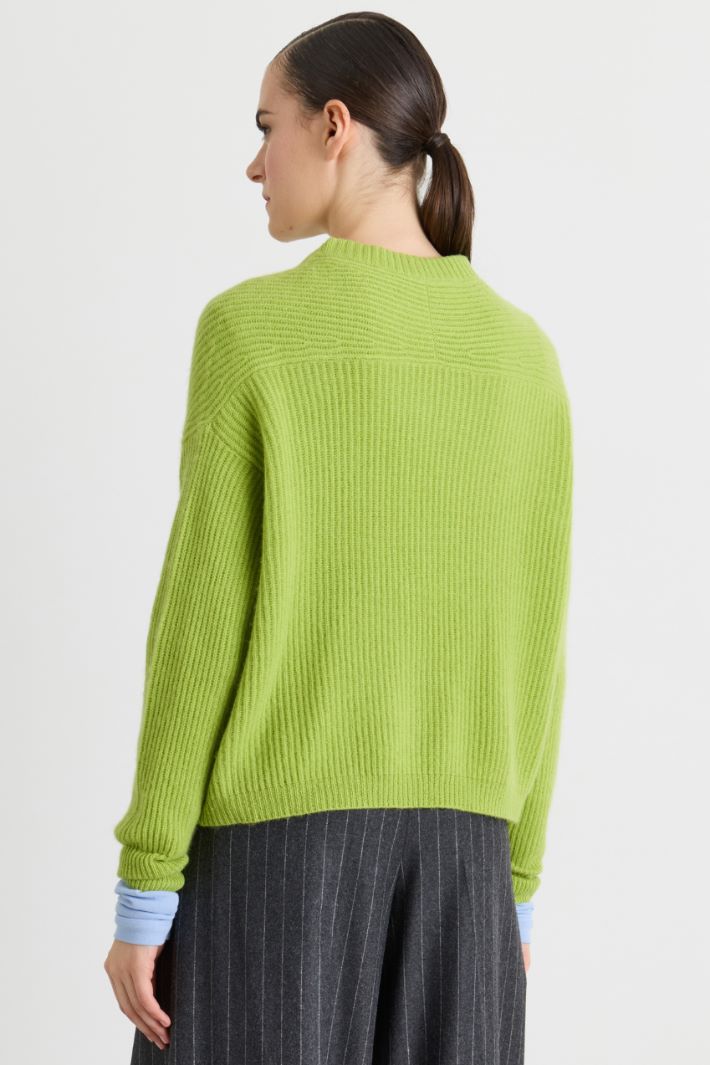Oversize-Rippstrickpullover - GRÜN - Intrend - 4