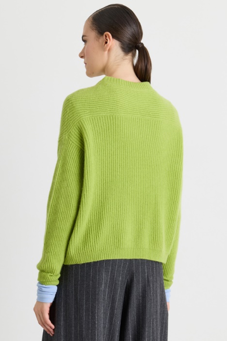Maglia over in puro cashmere a coste