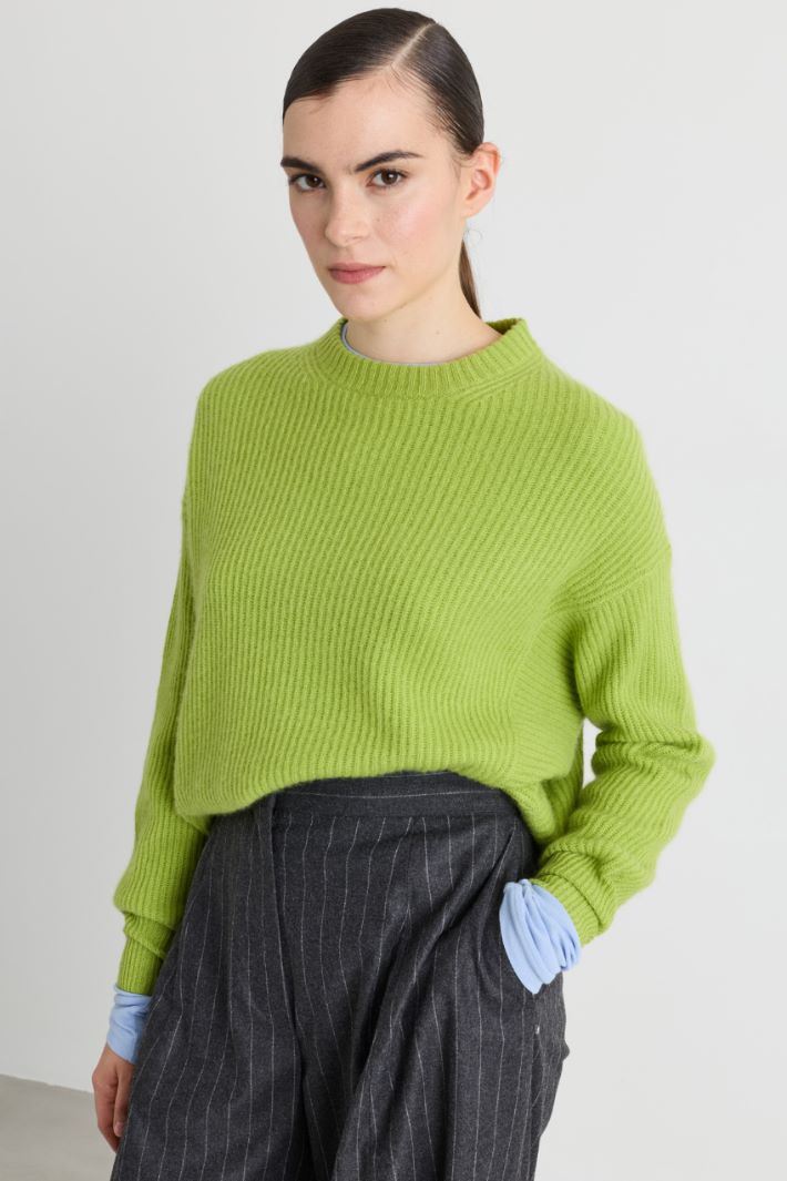 Oversize-Rippstrickpullover - GRÜN - Intrend - 2