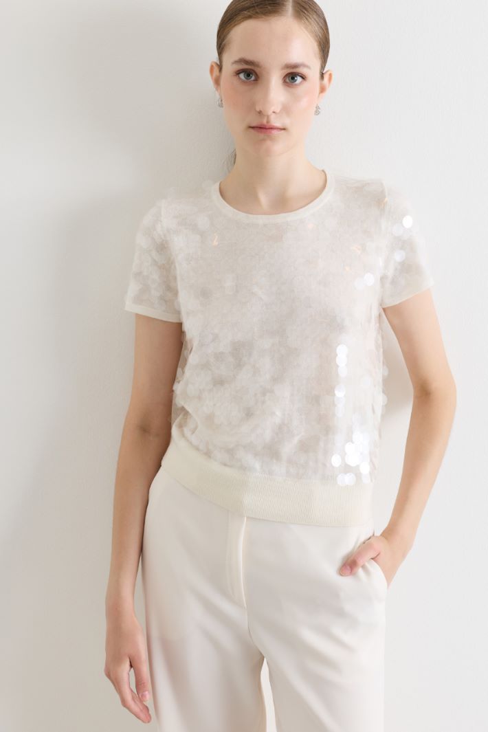 Pailletten-Stricktop - WEISS - Intrend - 2
