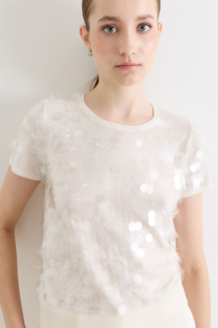 Pailletten-Stricktop - WEISS - Intrend - 3