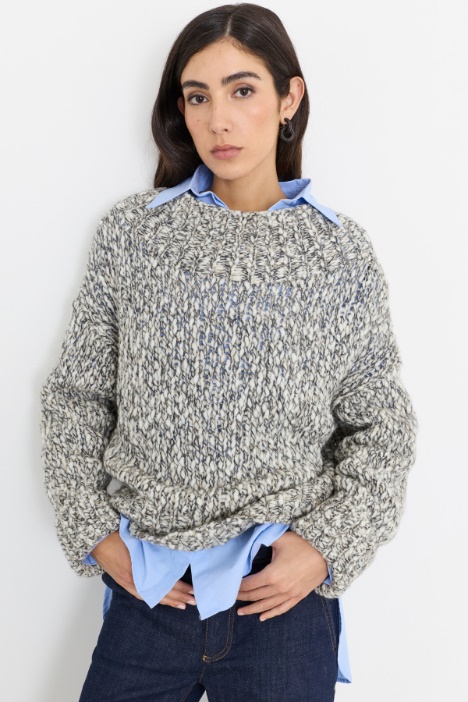 Funnel-neck mouliné jumper - Intrend