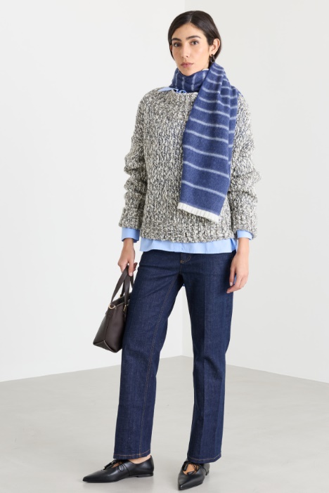 Pullover aus Mouliné-Garn mit Trichterkragen - Intrend