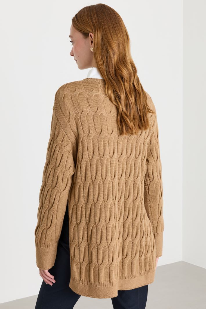 Cable-knit jumper - CAMEL - Intrend - 4