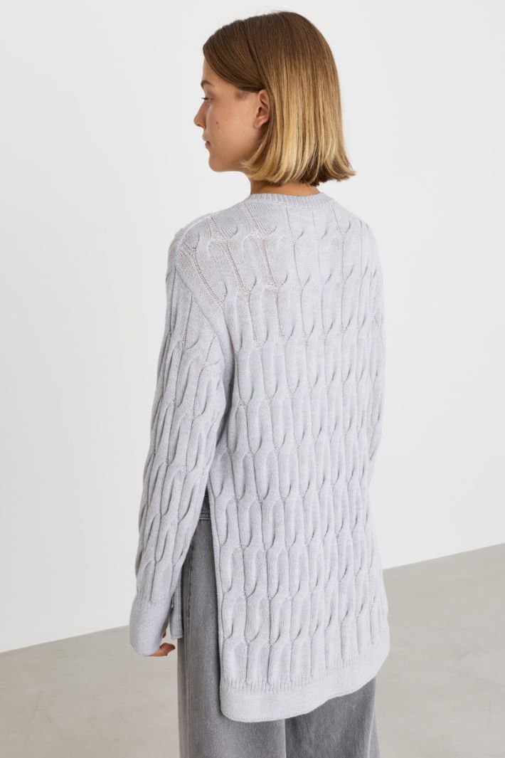 Cable-knit jumper - GREY - Intrend - 4
