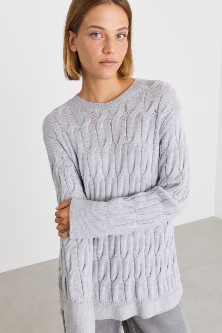 Cable-knit jumper - GREY - Intrend - 2