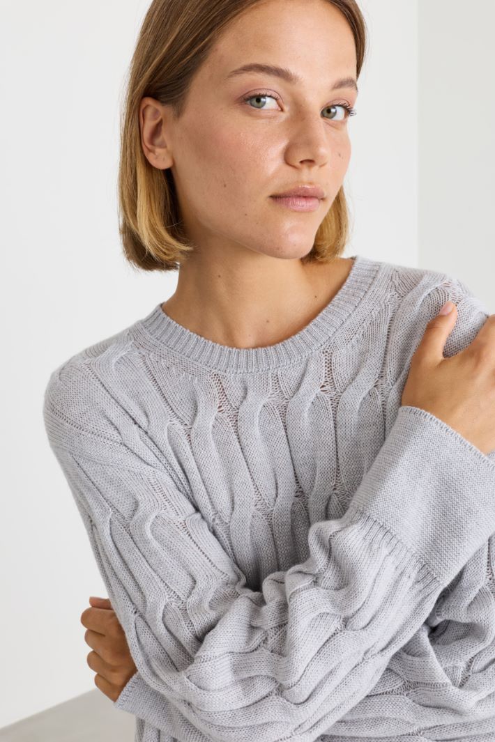 Cable-knit jumper - GREY - Intrend - 3