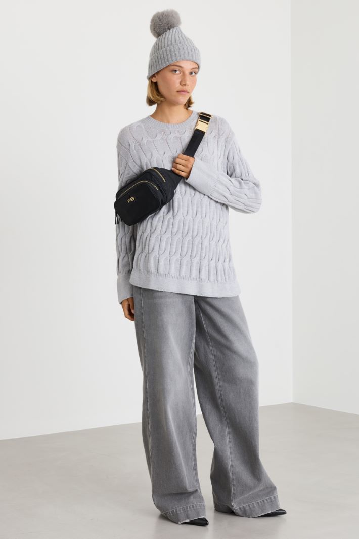 Cable-knit jumper - GREY - Intrend