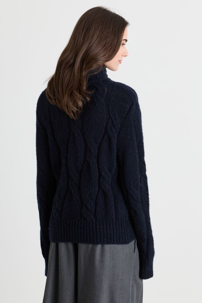 Soft cable-knit jumper - BLUE - Intrend - 4