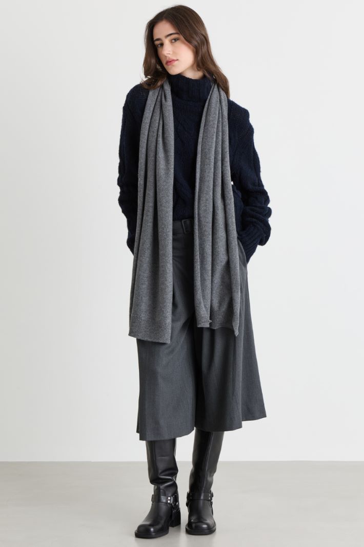 Soft cable-knit jumper - BLUE - Intrend