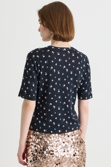 Maglia stampata in lana e seta