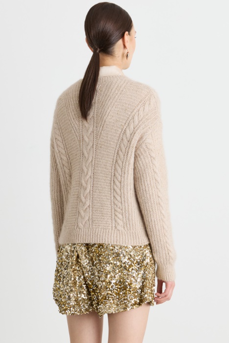 Maglia boxy in misto alpaca a trecce