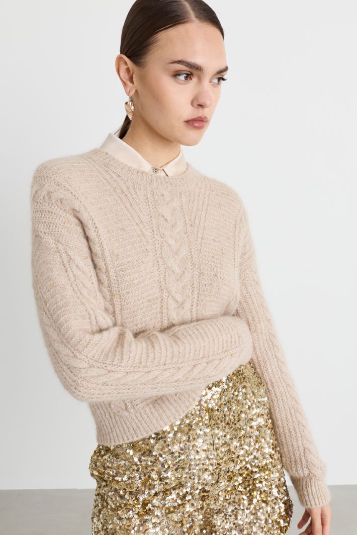 Boxy-Zopfstrickpullover - BEIGE - Intrend - 3
