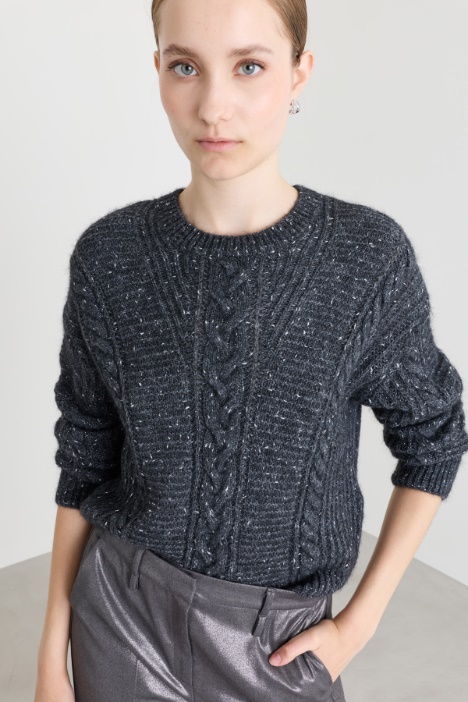 Maglia boxy in misto alpaca a trecce