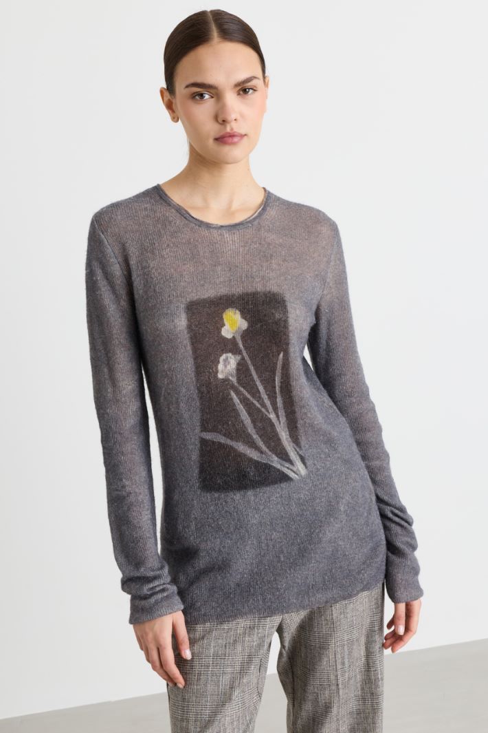 Strickpullover mit Print - GRAU SCHWARZ - Intrend - 2