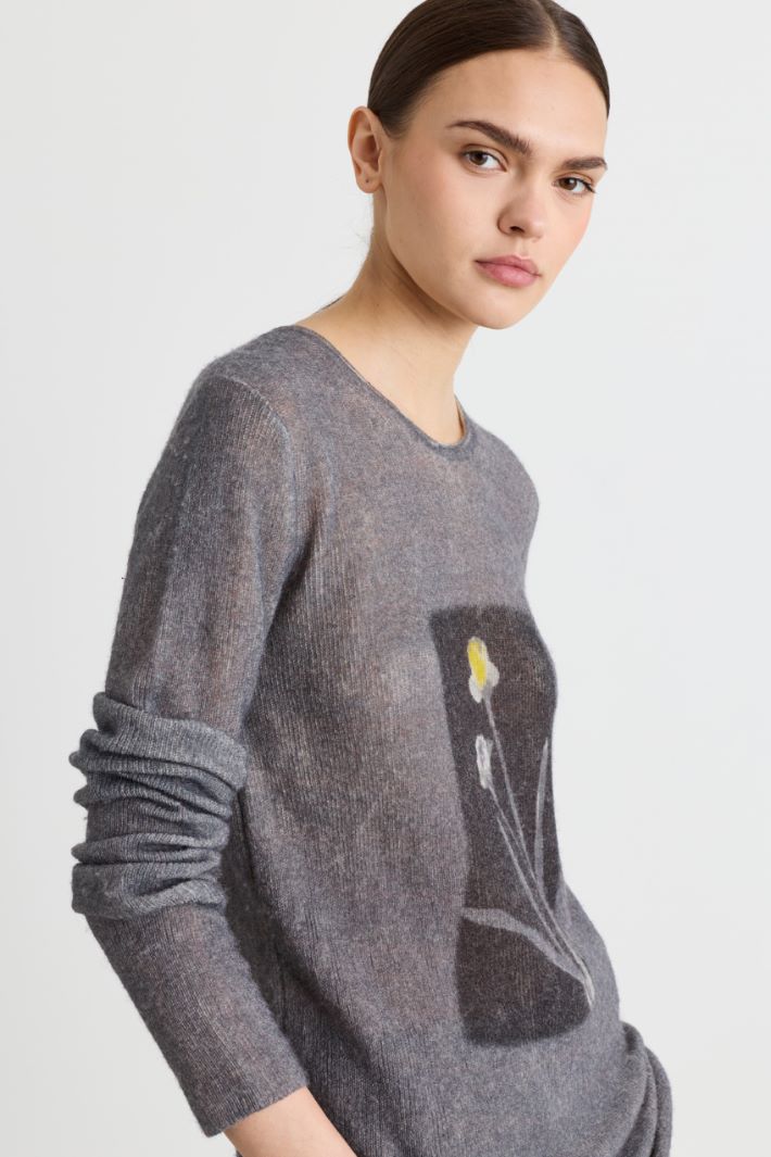 Strickpullover mit Print - GRAU SCHWARZ - Intrend - 3