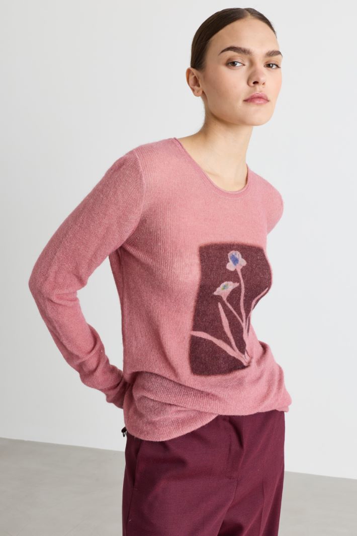 Strickpullover mit Print - ROSA BORDEAUX - Intrend - 3