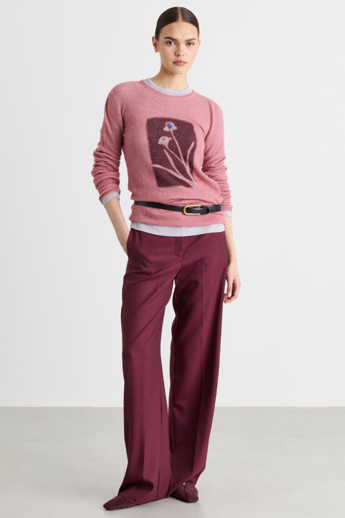 Strickpullover mit Print - ROSA BORDEAUX - Intrend