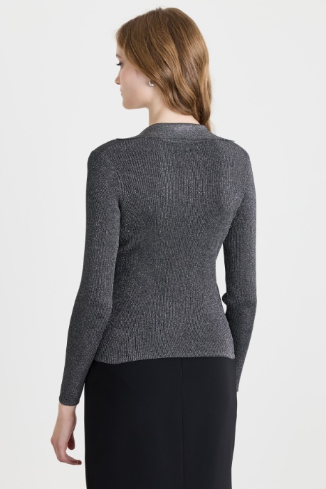 Maglia a V in filato laminato