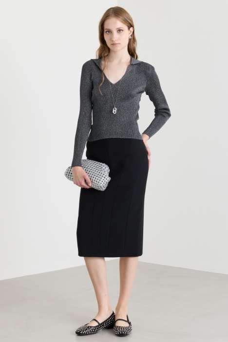Maglia a V in lurex - Intrend