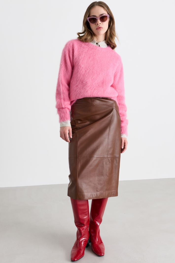 Maglia dritta in filato misto - ROSA - Intrend