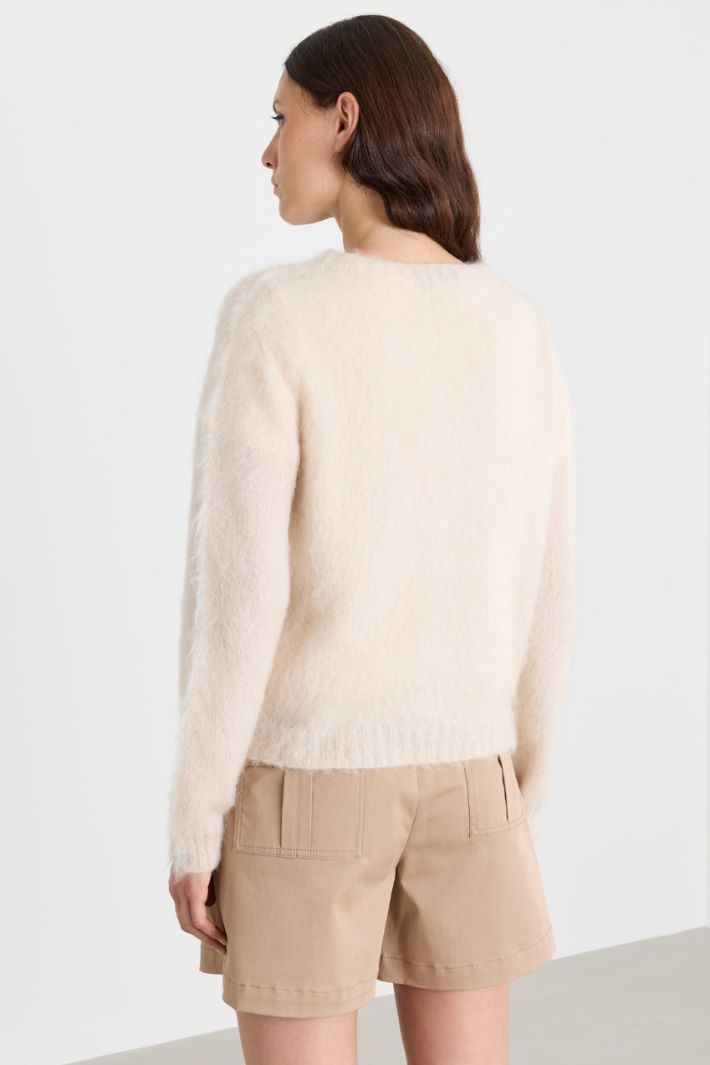 Pull droit en mohair mélangé - BEIGE - Intrend - 4