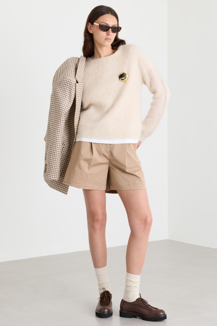 Pull droit en mohair mélangé - BEIGE - Intrend